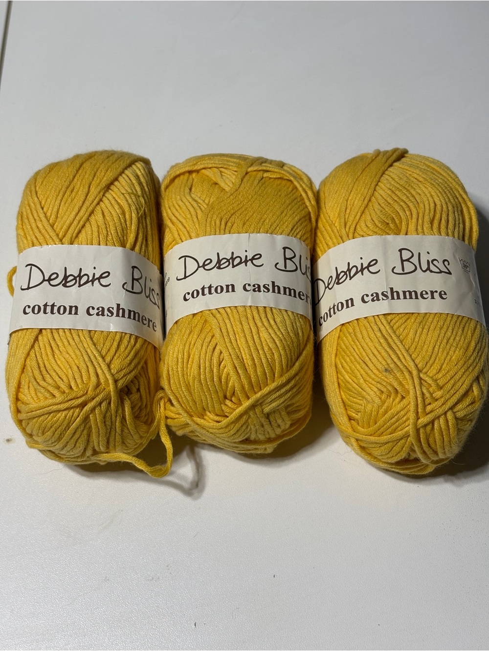 Debbie Bliss Cotton Cashmere Yarn - Sunny Yellow (3 skeins)